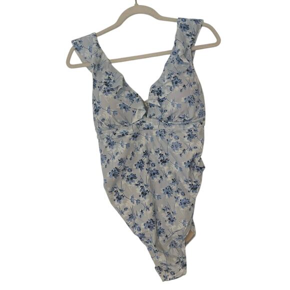 A Pea in the Pod Other - NWT A Pea in the Pod Ruffled Maternity Floral Swimsuit Light Blue Size M